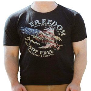 GALT Men's Patriotic Freedom Eagle Flag Graphic Print Tee T-Shirt Black XL